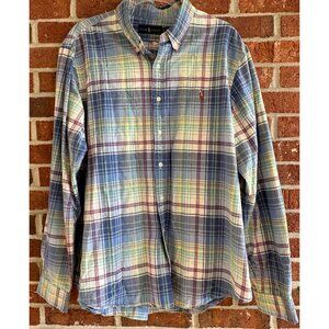 Ralph Lauren Plaid Madras Button-Down Shirt | XXL | Multicolor Polo Logo